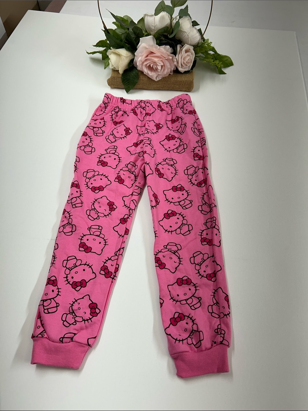 Girls Pink Hello Kitty Print Pajama Pants